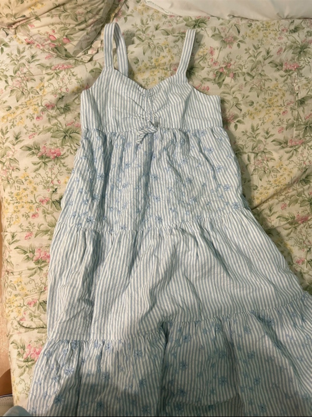 Girls' Light Blue Striped Sundress